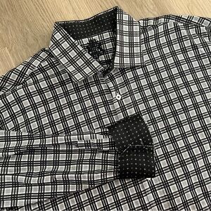 English Laundry Black White Plaid Button Down Shirt